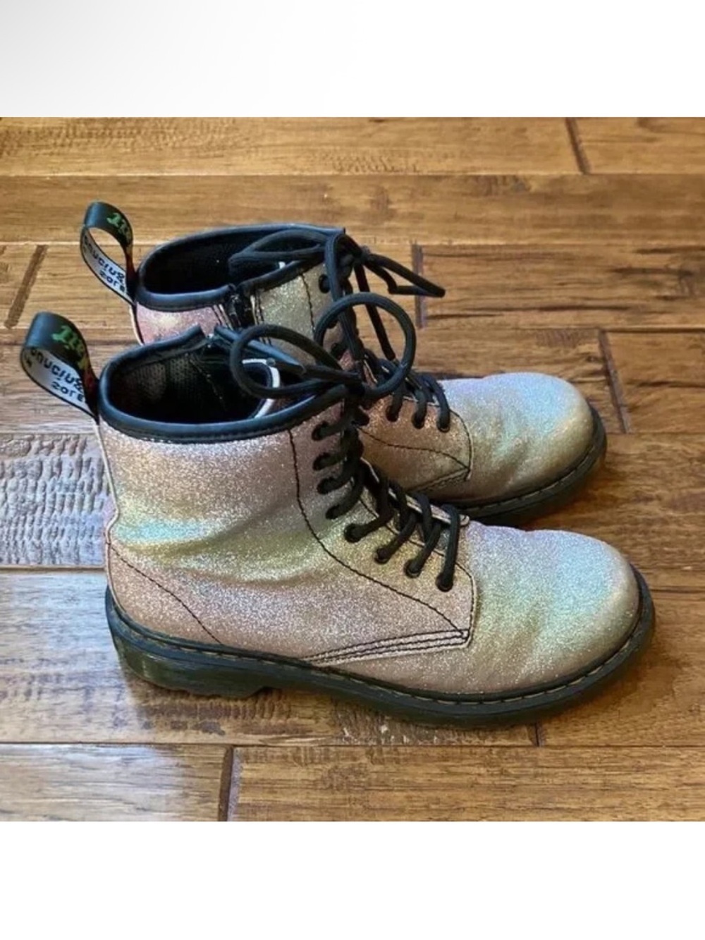 Dr. Martens Docs 1460 Glitter Multicolored Rainbow Combat Boots Size 5